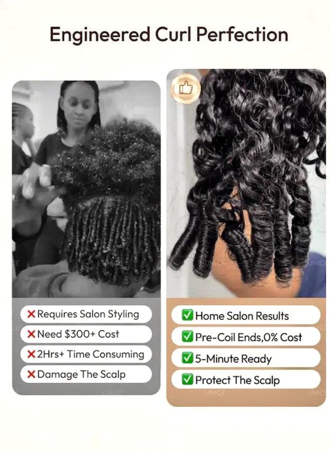 UNICE Curly Human Hair Wig with Finger Coil Ends Bye Bye Knots 7x5 Lace Glueless Wigs Human Hair Pre Plucked Pre Cut Bleached Knots Natural Hairline 150% Density 18 inch - Image 4
